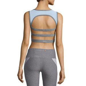 X BY GOTTEX Back Stripes Cut Out RUN Yoga SPORTS BRA Top Grey ( L )